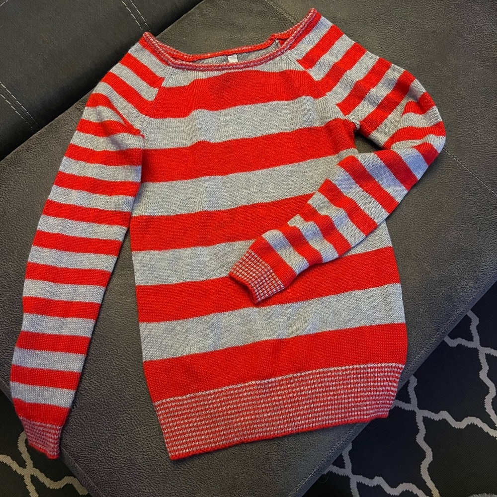 Orange and Gray Striped Sweater